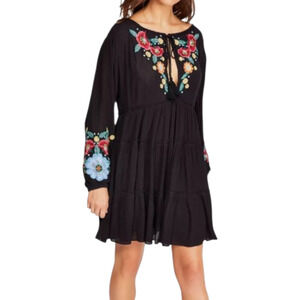 Free People Spell On You Black Embroidered Dress Small Petite